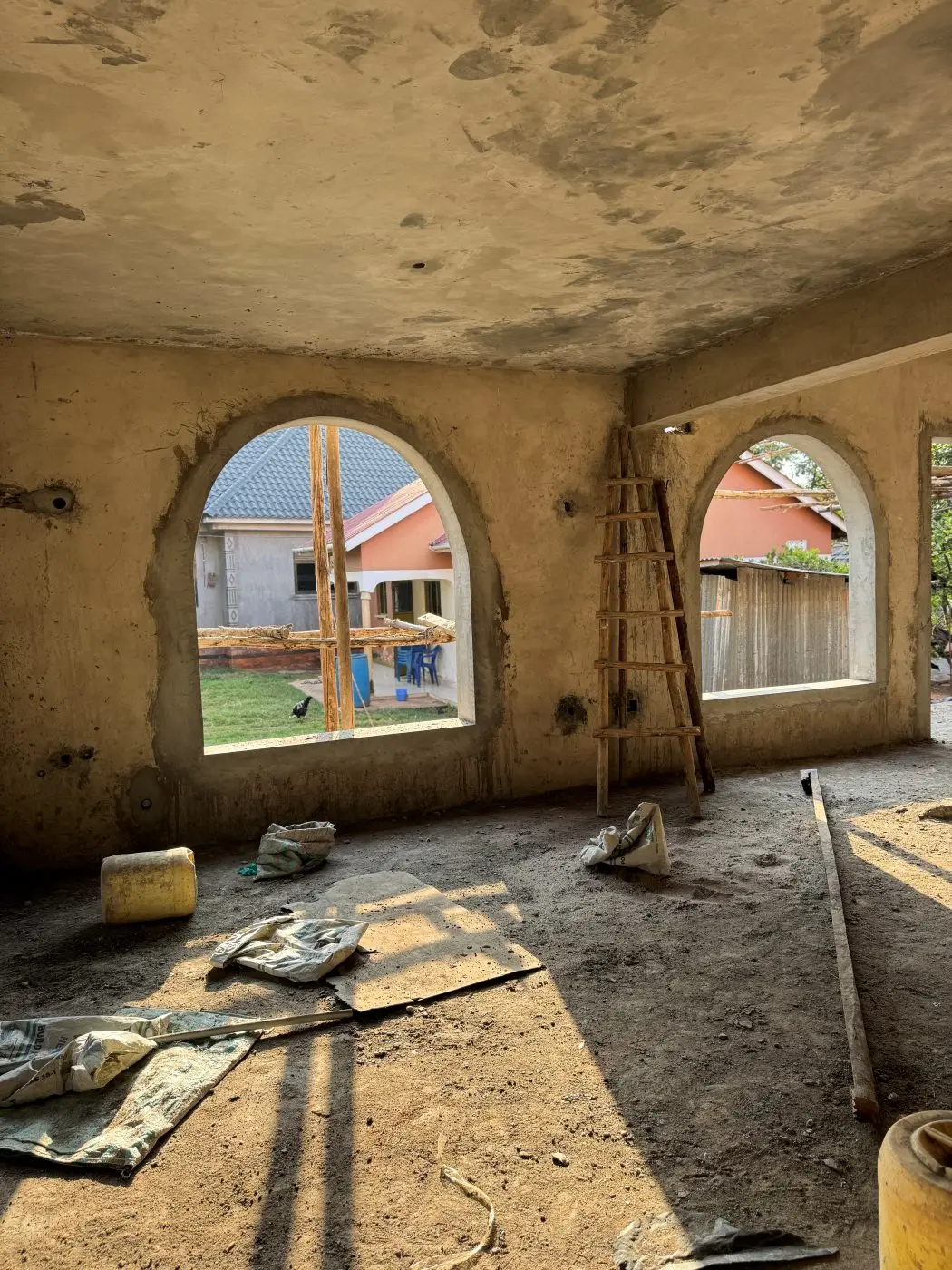Arched windows interior, Two-storey family residence, Bwalira, Masinya, Busia
