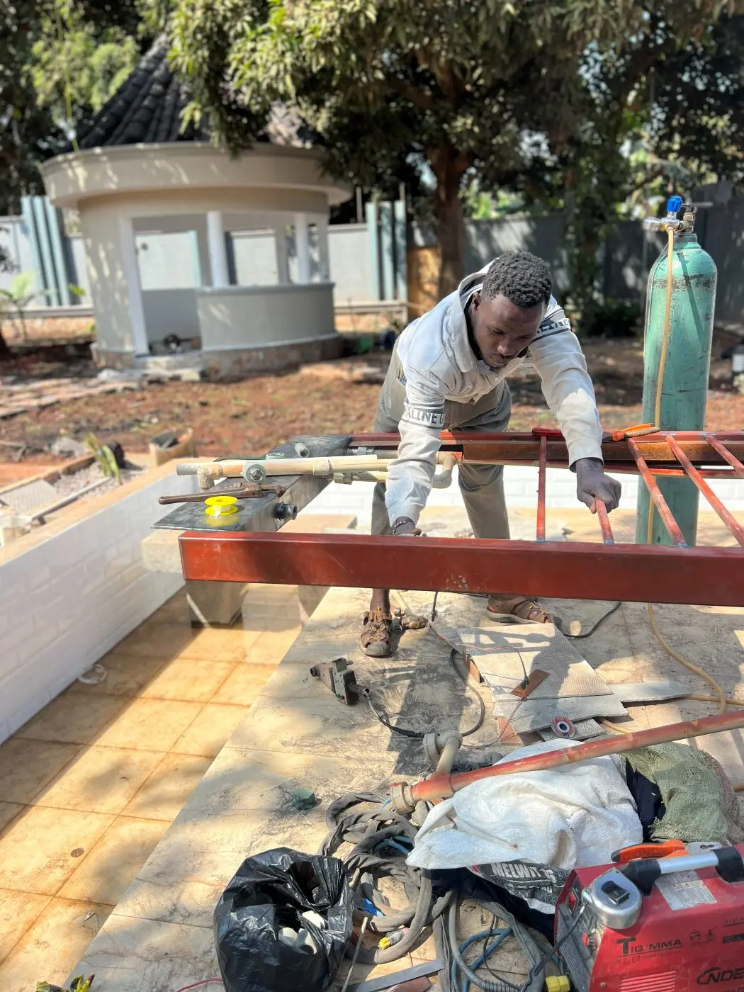 Fountain steel frame welding, Home remodel, fountain and landscaping, Jinja