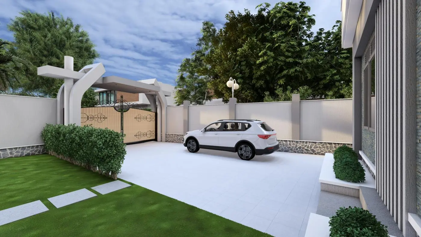 Gate and driveway, Modern family bungalow, Nakabango, Jinja