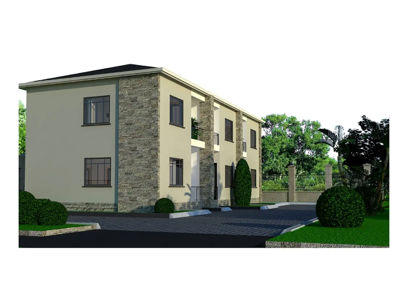 Two-storey apartment block, Mutundwe, Kampala: 3d design