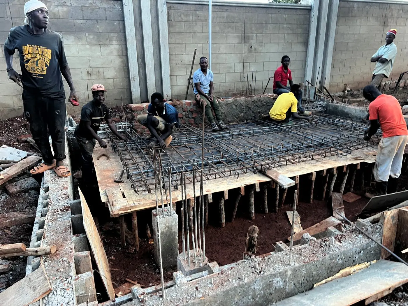 Slab reinforcement, Home remodel, fountain and landscaping, Jinja